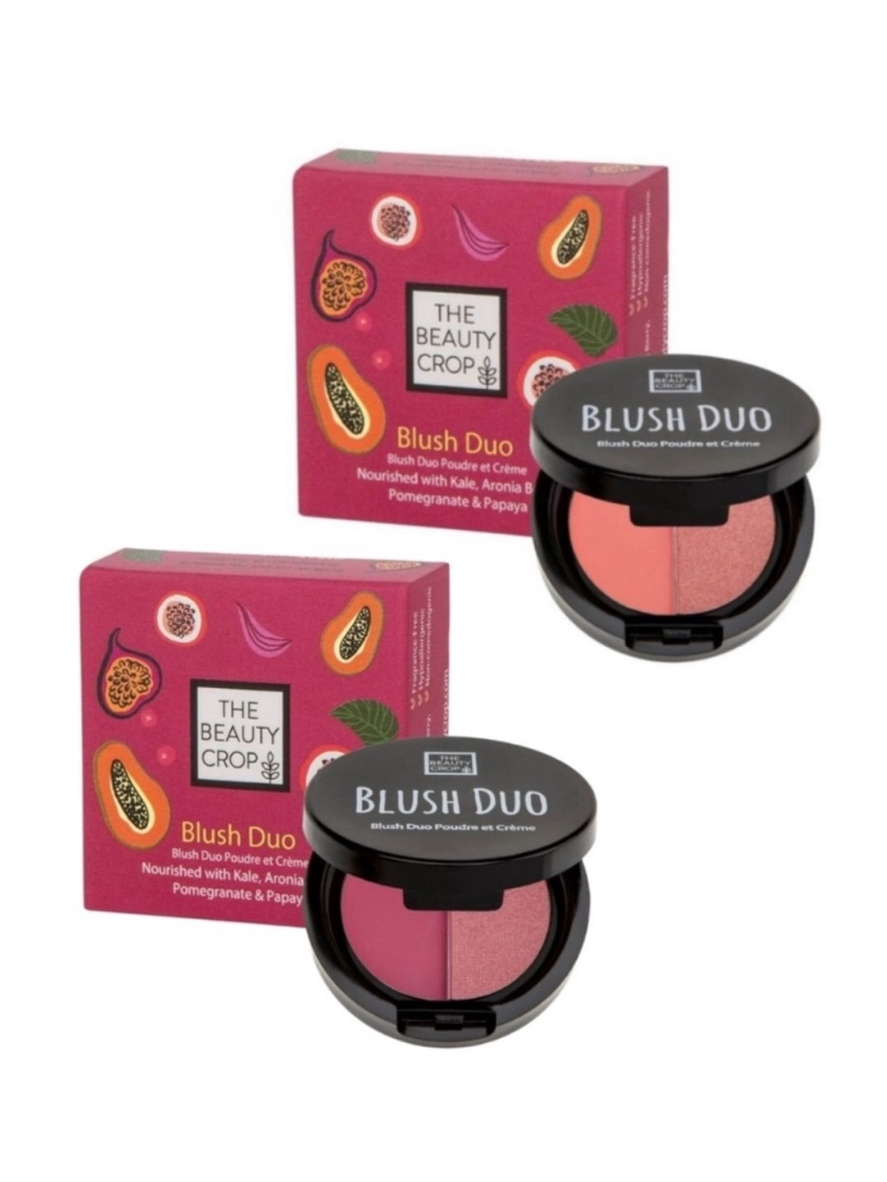 The Beauty Crop Blush Duo Compact Bundle in Pink Lady & Fig It, 2 x 0.11 oz/ 3 g